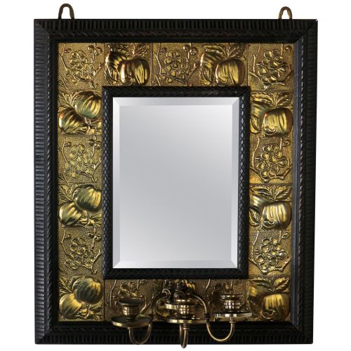arts crafts mahogany brass mirror attributed to shapland petter - CATEGORY: ANTIQUE MIRRORS - DATED 19TH CENTURY