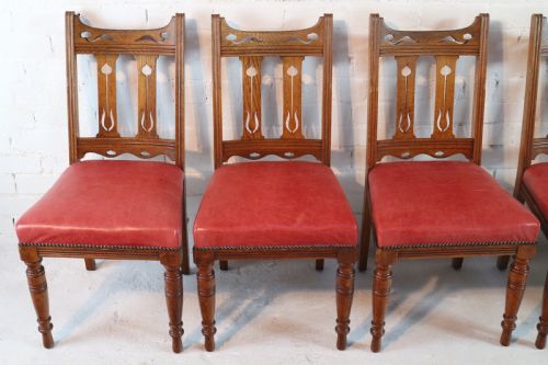 SET OF 14 ARTS CRAFTS OAK DINING CHAIRS - ADDITIONAL PHOTO 5