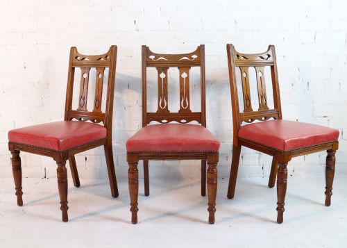 SET OF 14 ARTS CRAFTS OAK DINING CHAIRS - ADDITIONAL PHOTO 6