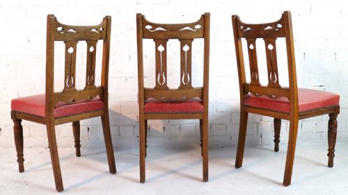 SET OF 14 ARTS CRAFTS OAK DINING CHAIRS - ADDITIONAL PHOTO 7