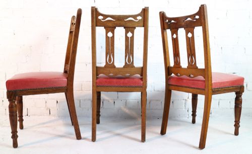SET OF 14 ARTS CRAFTS OAK DINING CHAIRS - ADDITIONAL PHOTO 8