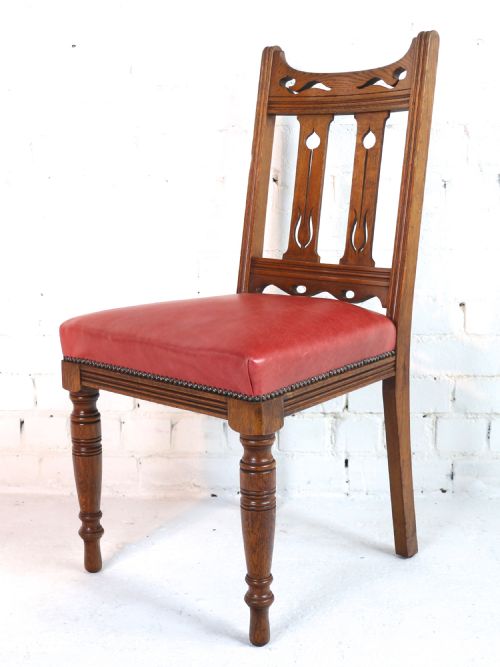 SET OF 14 ARTS CRAFTS OAK DINING CHAIRS - ADDITIONAL PHOTO 9