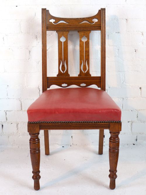 SET OF 14 ARTS CRAFTS OAK DINING CHAIRS - ADDITIONAL PHOTO 10