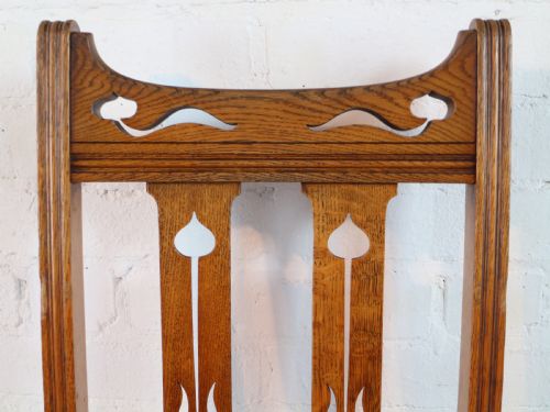 SET OF 14 ARTS CRAFTS OAK DINING CHAIRS - ADDITIONAL PHOTO 12