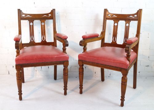 SET OF 14 ARTS CRAFTS OAK DINING CHAIRS - ADDITIONAL PHOTO 17