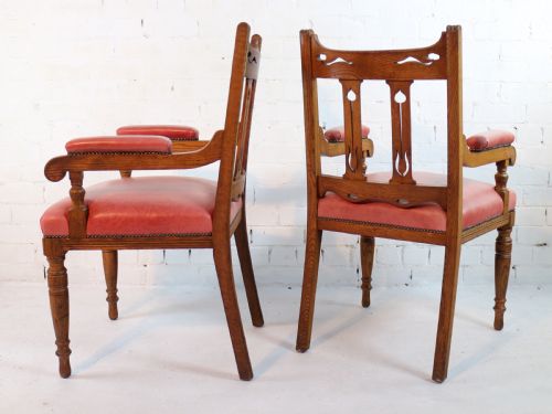 SET OF 14 ARTS CRAFTS OAK DINING CHAIRS - ADDITIONAL PHOTO 18