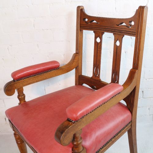 SET OF 14 ARTS CRAFTS OAK DINING CHAIRS - ADDITIONAL PHOTO 21