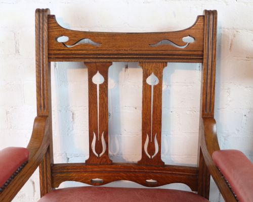 SET OF 14 ARTS CRAFTS OAK DINING CHAIRS - ADDITIONAL PHOTO 24