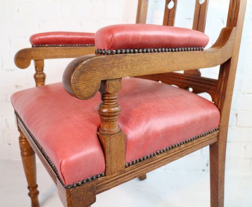 SET OF 14 ARTS CRAFTS OAK DINING CHAIRS - ADDITIONAL PHOTO 25