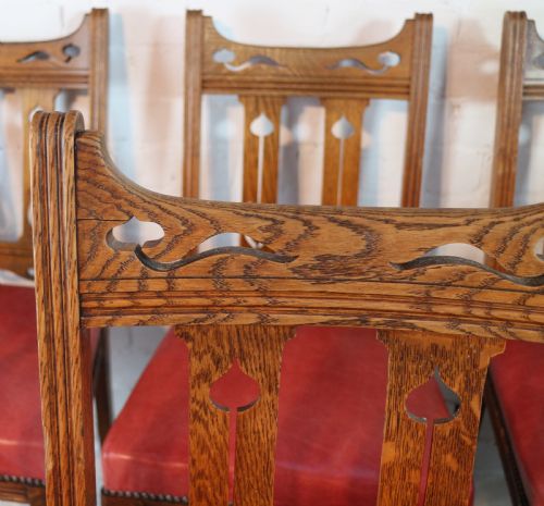SET OF 14 ARTS CRAFTS OAK DINING CHAIRS - ADDITIONAL PHOTO 28