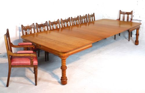 VICTORIAN OAK EXTENDING DINING TABLE LEAF HOLDER 12FT - ADDITIONAL PHOTO 2