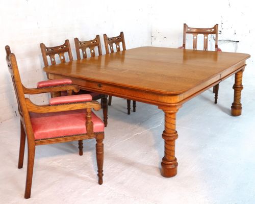 VICTORIAN OAK EXTENDING DINING TABLE LEAF HOLDER 12FT - ADDITIONAL PHOTO 16