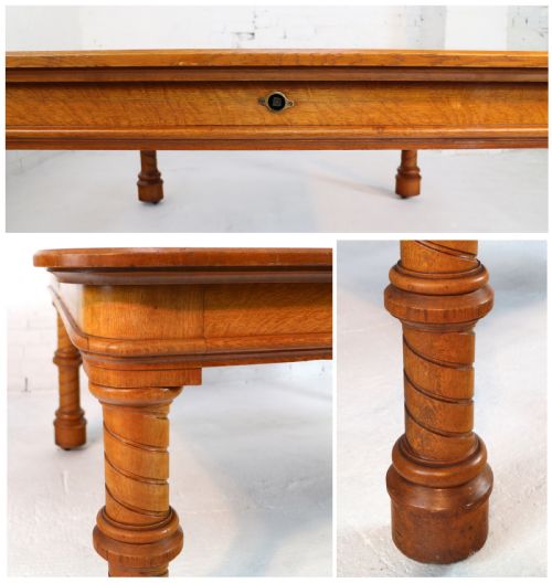 VICTORIAN OAK EXTENDING DINING TABLE LEAF HOLDER 12FT - ADDITIONAL PHOTO 23