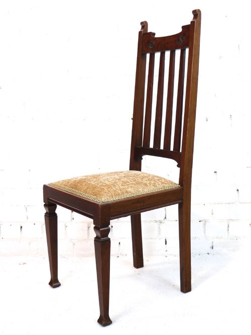 SET OF TWELVE ARTS CRAFTS WALNUT DINING CHAIRS ATTRIBUTED TO SHAPLAND PETTER 12 - ADDITIONAL PHOTO 7