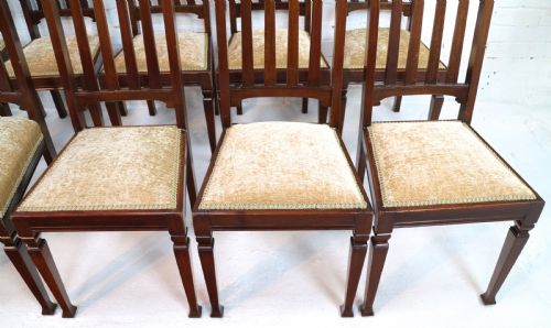 SET OF TWELVE ARTS CRAFTS WALNUT DINING CHAIRS ATTRIBUTED TO SHAPLAND PETTER 12 - ADDITIONAL PHOTO 15