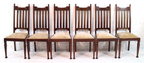 SET OF TWELVE ARTS CRAFTS WALNUT DINING CHAIRS ATTRIBUTED TO SHAPLAND PETTER 12 - ADDITIONAL PHOTO 16