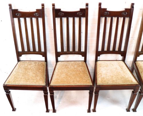 SET OF TWELVE ARTS CRAFTS WALNUT DINING CHAIRS ATTRIBUTED TO SHAPLAND PETTER 12 - ADDITIONAL PHOTO 17