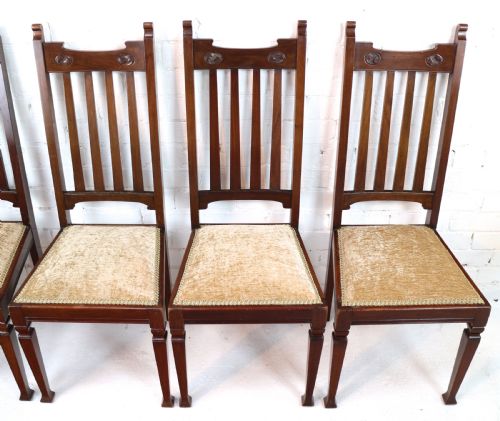 SET OF TWELVE ARTS CRAFTS WALNUT DINING CHAIRS ATTRIBUTED TO SHAPLAND PETTER 12 - ADDITIONAL PHOTO 18