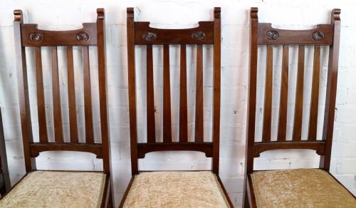 SET OF TWELVE ARTS CRAFTS WALNUT DINING CHAIRS ATTRIBUTED TO SHAPLAND PETTER 12 - ADDITIONAL PHOTO 19