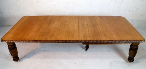 VICTORIAN CARVED GOLDEN OAK EXTENDING DINING TABLE 9FT 9 SEATS 12 - ADDITIONAL PHOTO 6