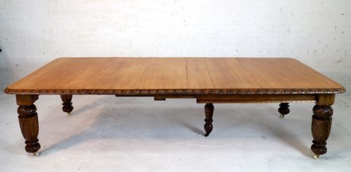 VICTORIAN CARVED GOLDEN OAK EXTENDING DINING TABLE 9FT 9 SEATS 12 - ADDITIONAL PHOTO 7