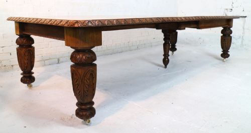 VICTORIAN CARVED GOLDEN OAK EXTENDING DINING TABLE 9FT 9 SEATS 12 - ADDITIONAL PHOTO 8