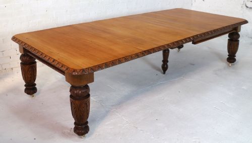 VICTORIAN CARVED GOLDEN OAK EXTENDING DINING TABLE 9FT 9 SEATS 12 - ADDITIONAL PHOTO 9