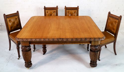 VICTORIAN CARVED GOLDEN OAK EXTENDING DINING TABLE 9FT 9 SEATS 12 - ADDITIONAL PHOTO 11