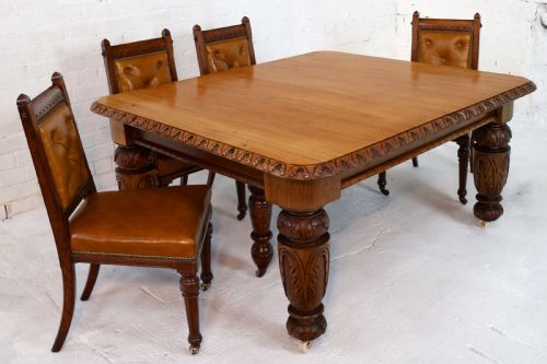 VICTORIAN CARVED GOLDEN OAK EXTENDING DINING TABLE 9FT 9 SEATS 12 - ADDITIONAL PHOTO 13