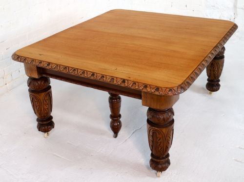 VICTORIAN CARVED GOLDEN OAK EXTENDING DINING TABLE 9FT 9 SEATS 12 - ADDITIONAL PHOTO 15