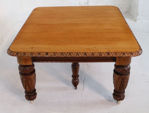 VICTORIAN CARVED GOLDEN OAK EXTENDING DINING TABLE 9FT 9 SEATS 12 - ADDITIONAL PHOTO 18