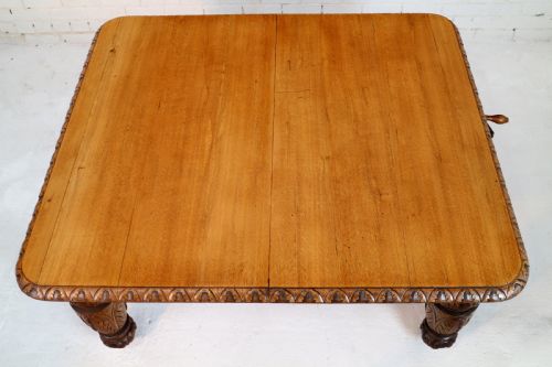 VICTORIAN CARVED GOLDEN OAK EXTENDING DINING TABLE 9FT 9 SEATS 12 - ADDITIONAL PHOTO 19