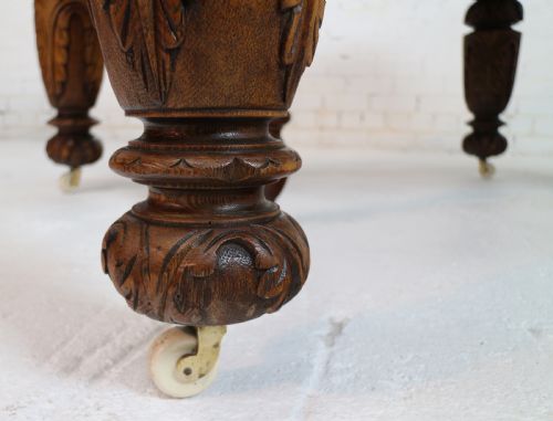 VICTORIAN CARVED GOLDEN OAK EXTENDING DINING TABLE 9FT 9 SEATS 12 - ADDITIONAL PHOTO 21