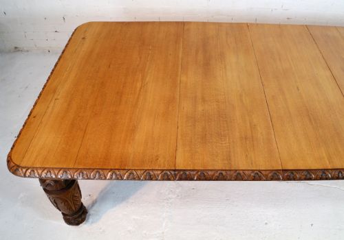VICTORIAN CARVED GOLDEN OAK EXTENDING DINING TABLE 9FT 9 SEATS 12 - ADDITIONAL PHOTO 24