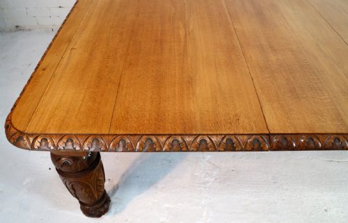 VICTORIAN CARVED GOLDEN OAK EXTENDING DINING TABLE 9FT 9 SEATS 12 - ADDITIONAL PHOTO 28