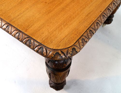 VICTORIAN CARVED GOLDEN OAK EXTENDING DINING TABLE 9FT 9 SEATS 12 - ADDITIONAL PHOTO 29