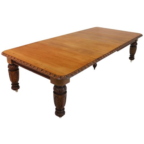 victorian carved golden oak extending dining table 9ft 9 seats 12 - CATEGORY: ANTIQUE TABLES - DATED VICTORIAN
