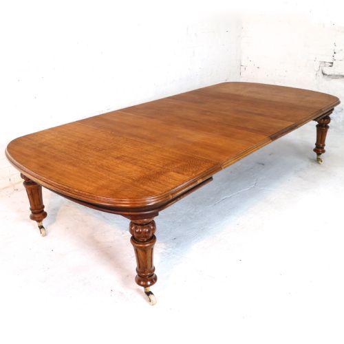 victorian oak extending dining table 3 leaves 10ftseats 12 - CATEGORY: ANTIQUE TABLES - DATED 1870