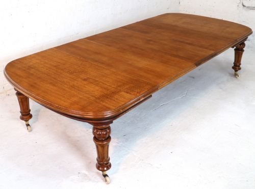 VICTORIAN OAK EXTENDING DINING TABLE 3 LEAVES 10FTSEATS 12 - ADDITIONAL PHOTO 1