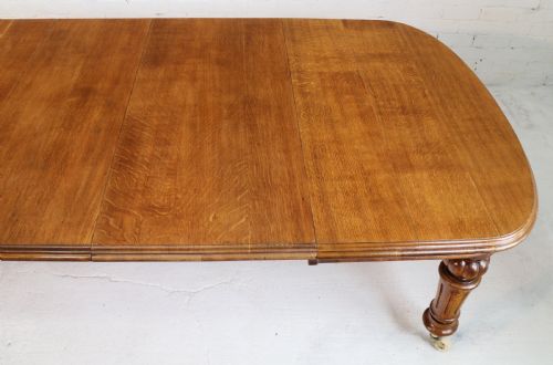 VICTORIAN OAK EXTENDING DINING TABLE 3 LEAVES 10FTSEATS 12 - ADDITIONAL PHOTO 9
