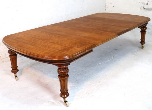 VICTORIAN OAK EXTENDING DINING TABLE 3 LEAVES 10FTSEATS 12 - ADDITIONAL PHOTO 11