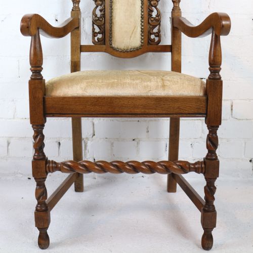 SET OF 12 JACOBEAN REVIVAL CARVED OAK DINING CHAIRS - ADDITIONAL PHOTO 17