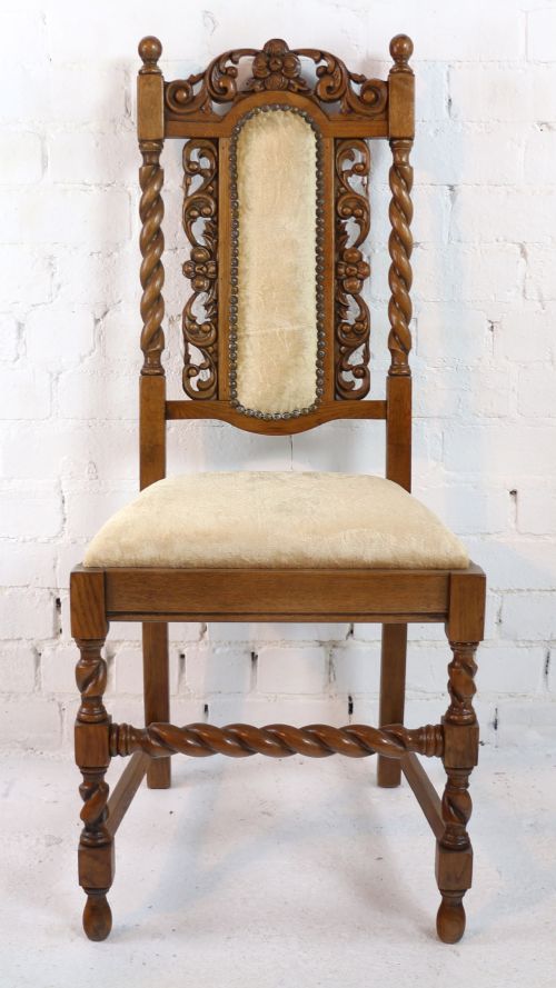 SET OF 12 JACOBEAN REVIVAL CARVED OAK DINING CHAIRS - ADDITIONAL PHOTO 21