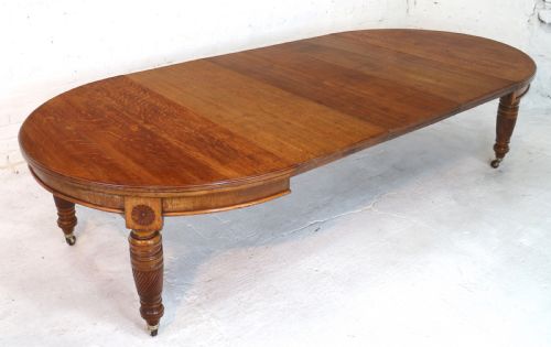 VICTORIAN OAK CAMPAIGN EXTENDING 3 LEAF DINING TABLE LEAF HOLDER - ADDITIONAL PHOTO 1