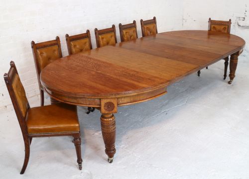VICTORIAN OAK CAMPAIGN EXTENDING 3 LEAF DINING TABLE LEAF HOLDER - ADDITIONAL PHOTO 2