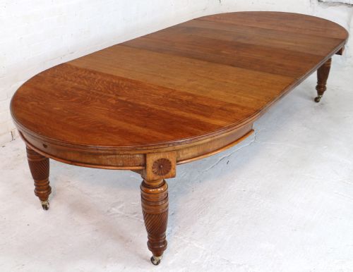 VICTORIAN OAK CAMPAIGN EXTENDING 3 LEAF DINING TABLE LEAF HOLDER - ADDITIONAL PHOTO 5