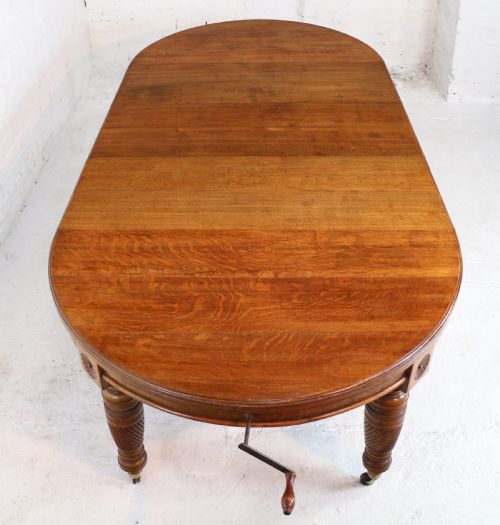VICTORIAN OAK CAMPAIGN EXTENDING 3 LEAF DINING TABLE LEAF HOLDER - ADDITIONAL PHOTO 6