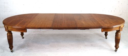 VICTORIAN OAK CAMPAIGN EXTENDING 3 LEAF DINING TABLE LEAF HOLDER - ADDITIONAL PHOTO 7