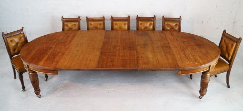 VICTORIAN OAK CAMPAIGN EXTENDING 3 LEAF DINING TABLE LEAF HOLDER - ADDITIONAL PHOTO 10