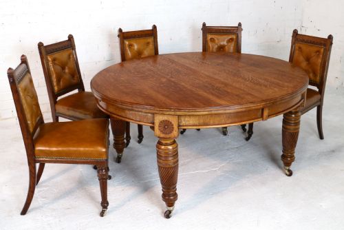 VICTORIAN OAK CAMPAIGN EXTENDING 3 LEAF DINING TABLE LEAF HOLDER - ADDITIONAL PHOTO 12